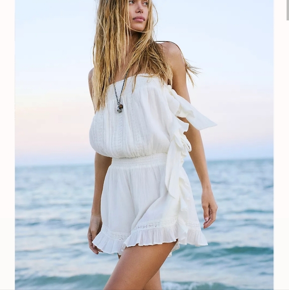 Free People Feelin Fancy Romper in Ivory - Picture 4 of 4
